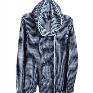 Creazione Effeci Italian Designer Womens Hooded Double Breast Cardigan Sweater L